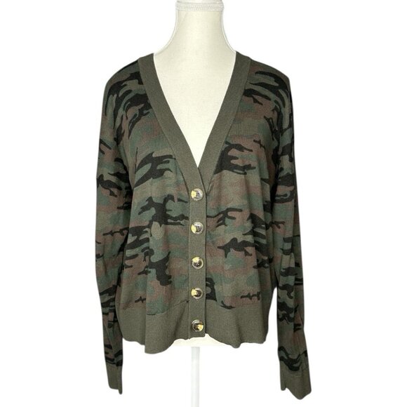 Sanctuary Sweaters - Sanctuary Women's Green CAMO Lets Hang Designer Knit Cardigan Sweater L/C45.25